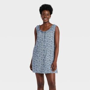 Universal Thread Mini Swing Shift Dress - Navy Blue Floral - Womens SMALL - NEW